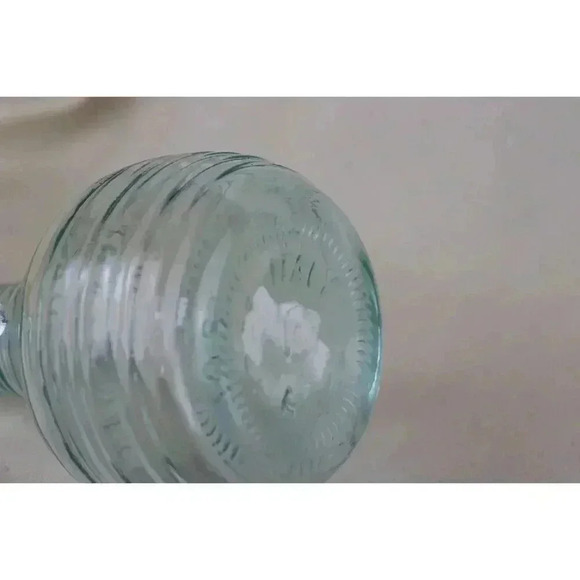 Decanter or Pitcher Vtg Small, Syrup, vinegar oil bluishgreen, striation rings - Picture 4 of 6